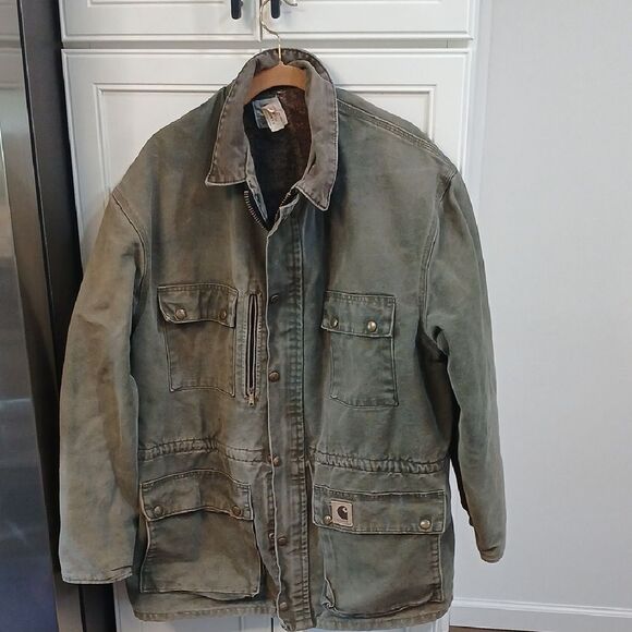 Vintage  Carhartt Blanket Lined Men's Green Military Jacket - Picture 1 of 10